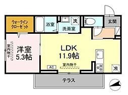 アンソレイユ宮ノ上 1LDKの間取図画像