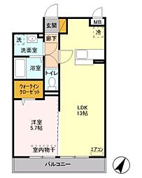 グランマルニエ 1LDKの間取図画像