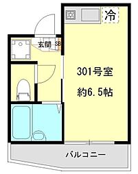 ミレアビターレ北千住 3階ワンルームの間取り