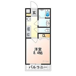 コモンスペース藤森 3階1Kの間取り