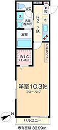 サンライズ 1Kの間取図画像
