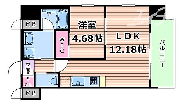 大阪府大阪市北区本庄東３丁目(賃貸マンション1LDK・6階・40.80㎡)の写真 その2