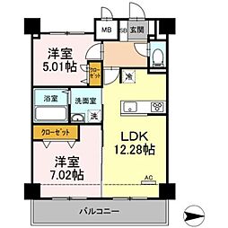 Grande Carro 6階2LDKの間取り