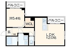 グランロシェ-Y 3階1LDKの間取り