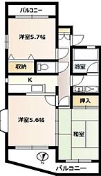 ジュネス町田 2DKの間取図画像