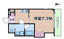 センコートパトル 1Kの間取図画像