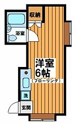 鳥谷部方 1階ワンルームの間取り