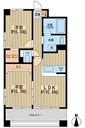 甲斐ヴィレッジ 2LDKの間取図画像
