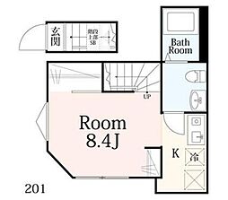リオグランデ北千住 2階ワンルームの間取り