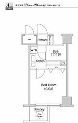 プライムアーバン川崎 6階1Kの間取り