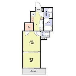 WoodCrest国立Residence 2Kの間取図画像
