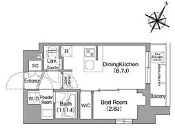 コンフォリア・リヴ新中野サウス 2階1DKの間取り