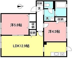 グリーンヴィラ2 2LDKの間取図画像