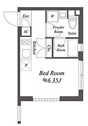 ファーレ大塚II 4階ワンルームの間取り