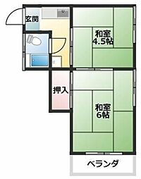 エスポワール飯田 2階2Kの間取り
