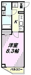 ヒルズ東町 1Kの間取図画像