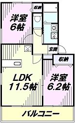 フォレスト 1階2LDKの間取り