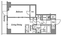 ザ・レジデンス神楽坂I 1階1LDKの間取り
