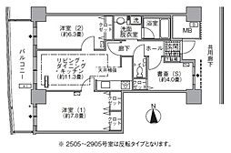 アクティ汐留 2SLDKの間取図画像