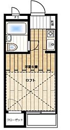 セイワハイツ 2階ワンルームの間取り