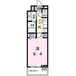 ラリュール 3階1Kの間取り