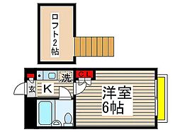 サンパレス勝田台3番舘 1Kの間取図画像