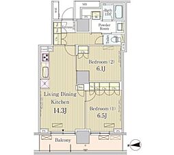 パークアクシス池田山 3階2LDKの間取り