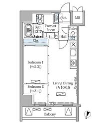 モディア文京目白台 2LDKの間取図画像