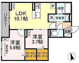 セレスティア東葛西 VI 3階2LDKの間取り