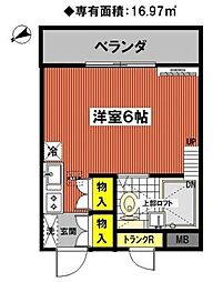 コオポスアペア ワンルームの間取図画像