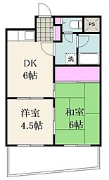 シャインビレッジ吉岡 2DKの間取図画像