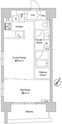 ドゥーエ日本橋浜町 1LDKの間取図画像
