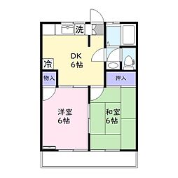 第二コーポユウ 2DKの間取図画像
