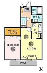 オークヒル 1LDKの間取図画像