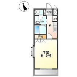 南海加太線 八幡前駅 徒歩18分の賃貸アパート 1階1Kの間取り