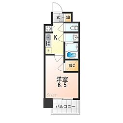 エスリード京都梅小路 2階1Kの間取り