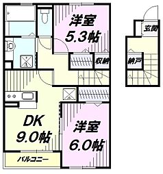ル・フレール 2DKの間取図画像