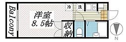 キュービック湘南壱番館 ワンルームの間取図画像