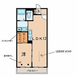 リベレンテ幡ヶ谷 3階1LDKの間取り