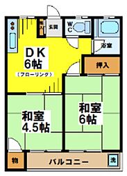 カーサキシ 2DKの間取図画像