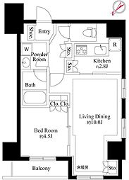 グランスイート銀座レスティモナーク 1LDKの間取図画像