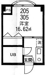 エルシェ湘南 1Kの間取図画像