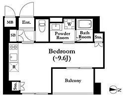 ザ・パームス錦糸町 9階ワンルームの間取り