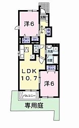 プライムガーデン 2LDKの間取図画像