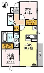 ヴェルドミール 2LDKの間取図画像