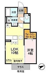 ローズベリー 1階1LDKの間取り