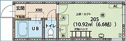 ピアチェーレ ワンルームの間取図画像
