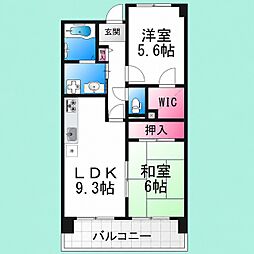 ベルメゾン堺 2LDKの間取図画像