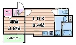 MAXIV　CITY大阪吹田 3階1LDKの間取り