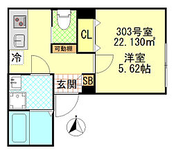 CFジオーレ町屋 3階1Kの間取り